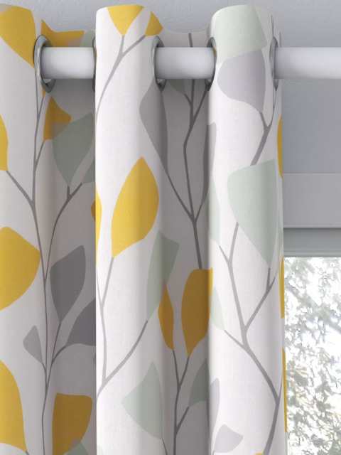John Lewis Ines Print Pair Lined Eyelet Curtains, Citrine - image 1