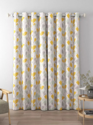 John Lewis Ines Print Pair Lined Eyelet Curtains, Citrine - thumbnail 5