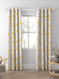 John Lewis Ines Print Pair Lined Eyelet Curtains, Citrine - thumbnail 3