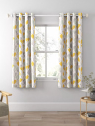 John Lewis Ines Print Pair Lined Eyelet Curtains, Citrine - thumbnail 4