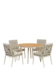 Bramblecrest RHS Wisley 4-Seater Round Garden Dining Table & Chairs Set with Parasol, Mocha - thumbnail 2