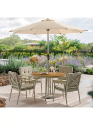 Bramblecrest RHS Wisley 4-Seater Round Garden Dining Table & Chairs Set with Parasol, Mocha - thumbnail 3