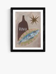 EAST END PRINTS Jazmine Joye 'Fish Supper' Framed Print, 43.4 x 33.4cm, Black Frame - thumbnail 1