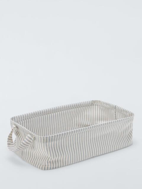 John Lewis Stripe Open Storage Box, Grey/Natural, Large - image 1
