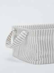 John Lewis Stripe Open Storage Box, Grey/Natural, Large - thumbnail 3