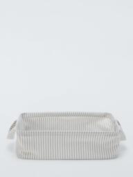 John Lewis Stripe Open Storage Box, Grey/Natural, Large - thumbnail 2