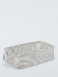 John Lewis Stripe Open Storage Box, Grey/Natural, Large - thumbnail 1