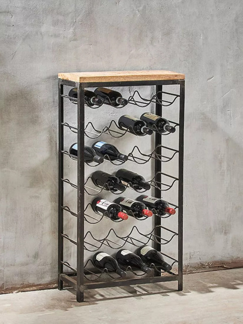 nkuku Obra Mango Wood Wine Rack, 28 Bottle, Natural/Black - image 1