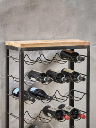 nkuku Obra Mango Wood Wine Rack, 28 Bottle, Natural/Black - thumbnail 2