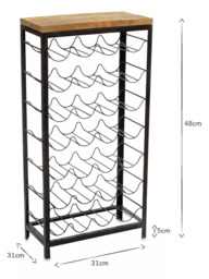 nkuku Obra Mango Wood Wine Rack, 28 Bottle, Natural/Black - thumbnail 5