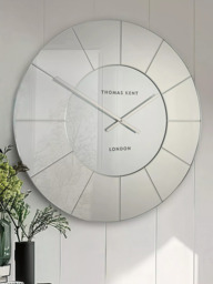 Thomas Kent Hamilton Mirrored Wall Clock, Silver Mirror - thumbnail 2