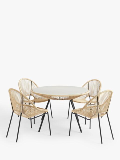 John Lewis Salsa 4-Seater Round Garden Dining Table & Chairs Set, Green - image 1
