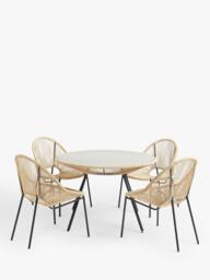 John Lewis Salsa 4-Seater Round Garden Dining Table & Chairs Set, Green - thumbnail 1