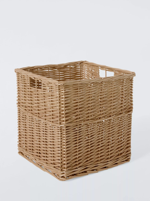 John Lewis Square Woven Willow Basket, Light Natural, Large - image 1