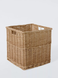 John Lewis Square Woven Willow Basket, Light Natural, Large
