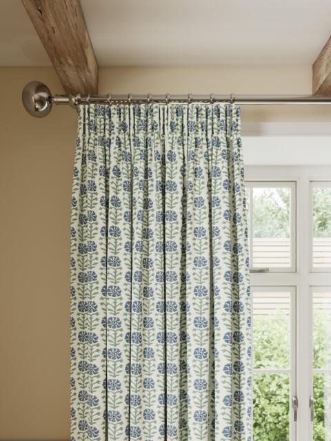 John Lewis Aria Pair Blackout Lined Pencil Pleat Curtains, Lake Blue - image 1