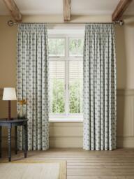 John Lewis Aria Pair Blackout Lined Pencil Pleat Curtains, Lake Blue - thumbnail 3