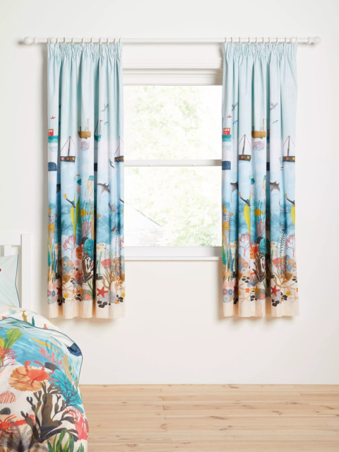 Harlequin Above and Below Pencil Pleat Blackout Lined Children's Curtains, Multi