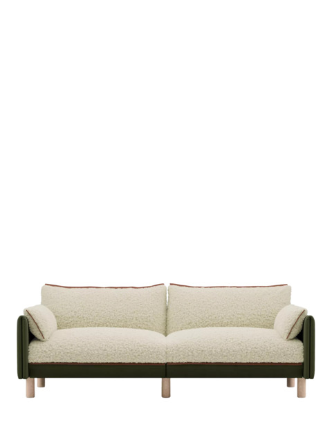 Cozmo Cozy 3 Seater Sofa, Dark Green Velvet Cream - image 1