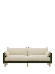 Cozmo Cozy 3 Seater Sofa, Dark Green Velvet Cream