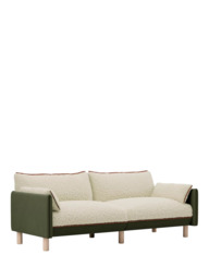 Cozmo Cozy 3 Seater Sofa, Dark Green Velvet Cream - thumbnail 3