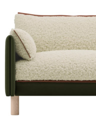 Cozmo Cozy 3 Seater Sofa, Dark Green Velvet Cream - thumbnail 4