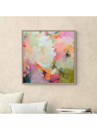 John Lewis Natasha Barnes 'Cherry Blossom' Abstract Framed Canvas Print, 64 x 64cm, Pink/Multi - thumbnail 2