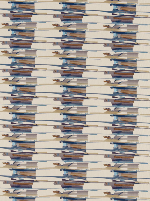 Harlequin Zeal Made to Measure Curtains or Roman Blind, Old Navy/Denim/Tan - image 1