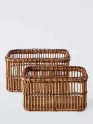 John Lewis Mid-Century Woven Rattan Storage Baskets, Set of 2 - thumbnail 2