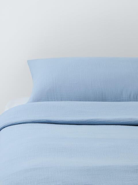 John Lewis Kids' Muslin Cotton Duvet Cover and Pillowcase Set, Cotbed (120 x 140cm) - image 1