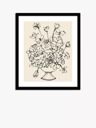 John Lewis Lucy Deaner 'Flowers in a Pedastal Vase' Framed Print & Mount, 63.5 x 53.5cm, Black - thumbnail 1