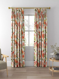 Harlequin Dahlia Made to Measure Curtains or Roman Blind, Coral/Fig Leaf/Sky - thumbnail 5