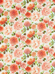 Harlequin Dahlia Made to Measure Curtains or Roman Blind, Coral/Fig Leaf/Sky