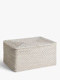 John Lewis Rattan Lidded Storage Box, Grey