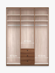 John Lewis Marlow 150cm Hinged Door Wardrobe with Mirror & 3 Drawers - thumbnail 4