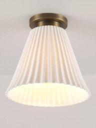 Original BTC Hector Pleat Bone China Shade Ceiling Light, Natural