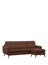 John Lewis Barbican RHF Chaise Leather Sofa, Light Leg