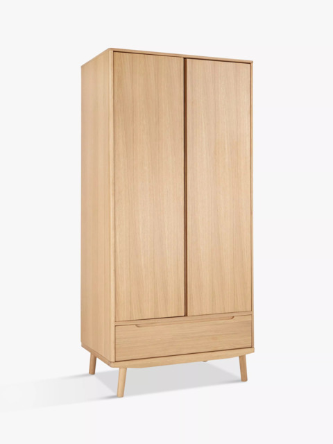 John Lewis Bow Double Wardrobe & Drawer, Natural - image 1