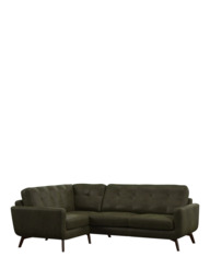 John Lewis Barbican LHF Corner End Leather Sofa, Dark Leg