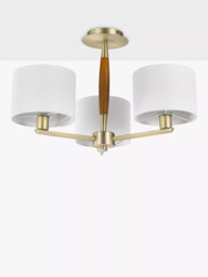 John Lewis Spindle 3 Arm Semi Flush Ceiling Light, Walnut Stained Ash - thumbnail 3