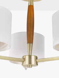 John Lewis Spindle 3 Arm Semi Flush Ceiling Light, Walnut Stained Ash - thumbnail 4