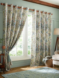 Laura Ashley Pointonfields Pair Lined Eyelet Curtains, Multi - thumbnail 1