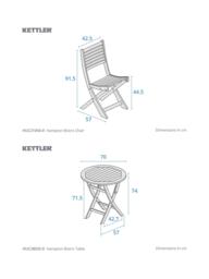 KETTLER Hampton 2-Seater Folding Round Garden Bistro Table & Chairs Set, FSC-Certified (Eucalyptus Wood), Natural - thumbnail 5