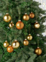 John Lewis Glass Christmas Tree Baubles, Box of 42, Gold - thumbnail 2