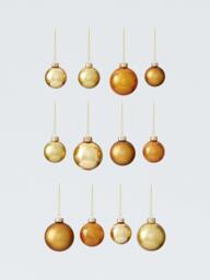 John Lewis Glass Christmas Tree Baubles, Box of 42, Gold - thumbnail 1