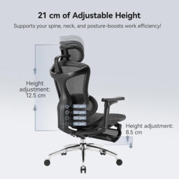 SIHOO Doro C300 Pro Ergonomic Office Chair with Ultra-Soft 6D Armrests, Dynamic Lumbar Support, Seat Depth Adjustment and Adjustable Backrest Desk Chair for Home Office with Pedal (Black) - thumbnail 2