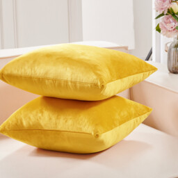 Deconovo Dutch Velvet cushion cover yellow color 50*50cm 1pc - thumbnail 5