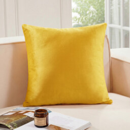 Deconovo Dutch Velvet cushion cover yellow color 50*50cm 1pc - thumbnail 3