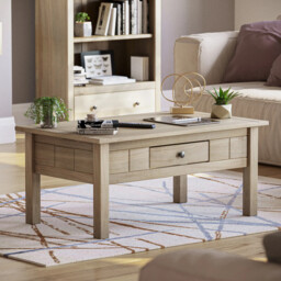 Vida Designs Coffee Table Panama 1 Drawer Solid Pine Oak Stain - thumbnail 1