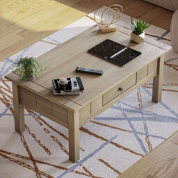 Vida Designs Coffee Table Panama 1 Drawer Solid Pine Oak Stain - thumbnail 6